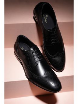 Louis Philippe - Men Black Leather Lace Up Oxford Shoes