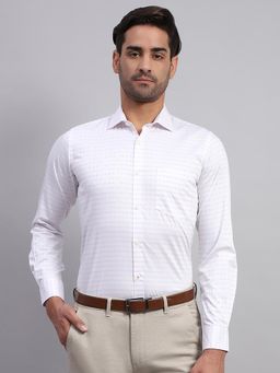 Monte Carlo - Mens Printed White Collared Neck Full Sleeve Shirt