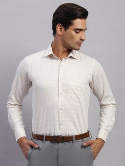 Monte Carlo - Mens Checkered Collared Neck Full Sleeve Shirt Off White