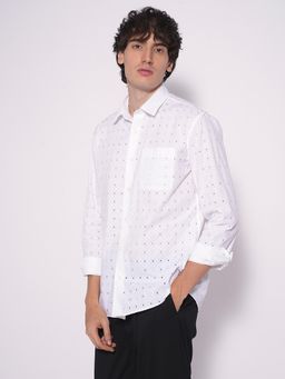 Selected - White Schiffli Cotton Shirt