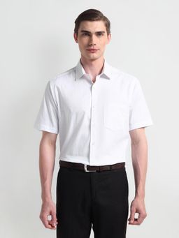 Arrow - Geometric Print Cotton Shirt White