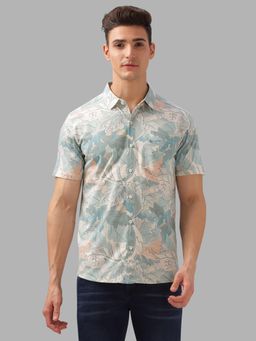BULLMER - Green Trendy Regular Fit Printed Causal Half Sleeve Shirt for Men