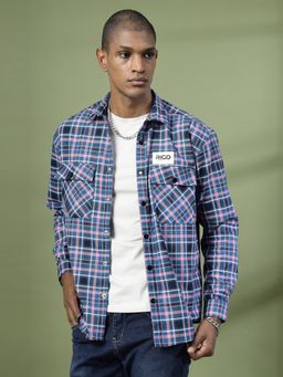 RIGO - Men Teal Pink Checks Shacket