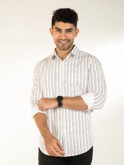 The Bleu Label - Mens Casual Full Sleeves Collar Neck Shirt White