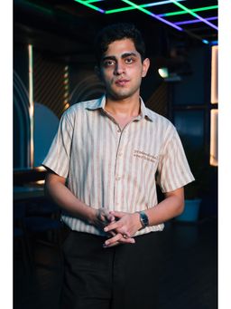 JAVINISHKA - Professional Overthinker Embroidered Linen Shirt - Brown