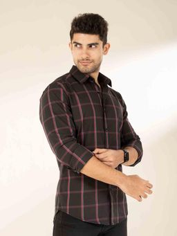 The Bleu Label - Mens Casual Full Sleeves Collar Neck Shirt Black