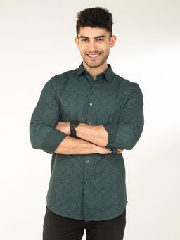 The Bleu Label - Mens Casual Full Sleeves Collar Neck Shirt Teal