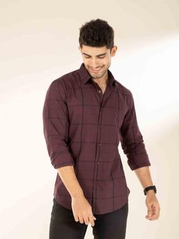 The Bleu Label - Mens Casual Full Sleeves Collar Neck Shirt Purple