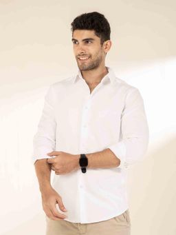 The Bleu Label - Mens Casual Full Sleeves Collar Neck Shirt White