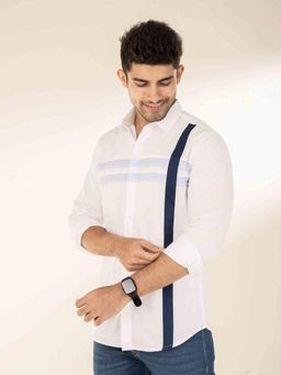 The Bleu Label - Mens Casual Full Sleeves Collar Neck Shirt White