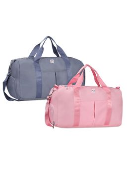 NFI Essentials - Pack of 2 Unisex Duffel Travel Bag 23 Liter Pink & Light Blue