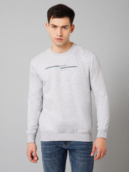 Cantabil - Men's Grey Solid Round Neck Full Sleeve Casual Sweatshirt