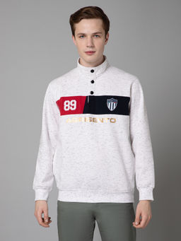 Cantabil - Men's Grey Color Block Full Sleeve Casual Sweatshirt