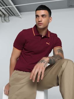 Puma - Collar Tipping Polo Mens Maroon Polo T-Shirt