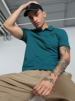 Puma - Collar Tipping Polo Mens Teal Polo T-Shirt