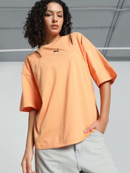Puma - Dare To Oversized Cutout Womens Orange T-Shirt