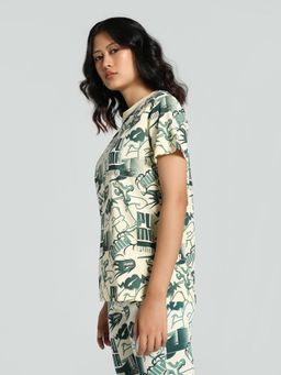 Puma - Classics and Love Aop Womens Cream T-Shirt