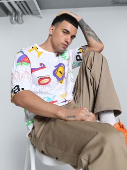 Puma - Classics Drip Aop Mens White T-Shirt