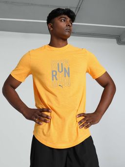 Puma - Run Logo Ss Mens Orange T-Shirt