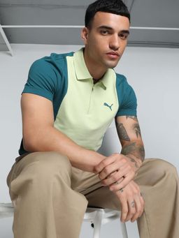 Puma - Elevated Colorblock Mens Green Polo T-Shirt