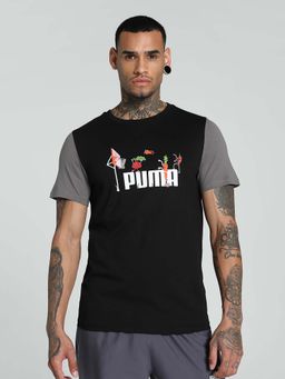 Puma - Ess+ Contrast Sleeve Mens Black T-Shirt