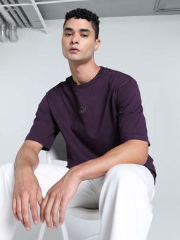 Puma - Ess Elevated Logo Boxy Mens Wine T-Shirt