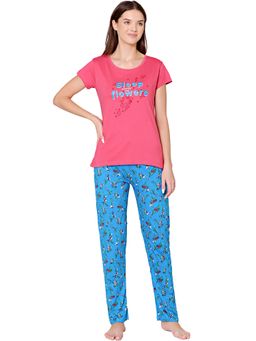 Bodycare - Womens Combed Cotton T-Shirt & Pyjama BSLS11017 Pink (Set of 2)