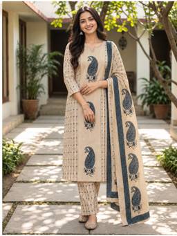 GOPIPREM - Pure Cotton Kurta And Pants With Dupatta