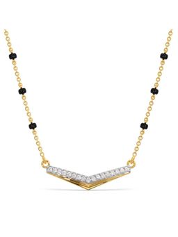 Candere by Kalyan Jewellers - 18K Yellow Gold BIS Hallmark Diamond Chaaya Mangalsutra Pendant with chain for women (3)