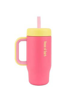 House of Quirk - Candy Pink Kids Tumbler With Handle & Lid Eakproof Hot & Cold Travel Mug