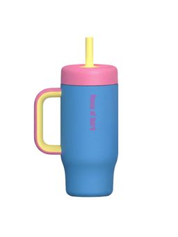 House of Quirk - Giggle Blue Kids Tumbler With Handle & Lid Eakproof Hot & Cold Travel Mug