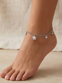 Axora Life - Women 925 Sterling Silver Star and Flower Charms Anklets