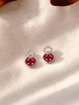 Axora Life - 925 Sterling Silver Pink Emerald Glow Stud Earrings