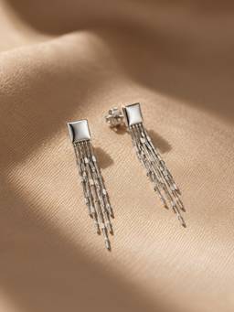 Axora Life - 925 Sterling Silver Elegant Silver Multi-Strand Tassel Drop Earrings