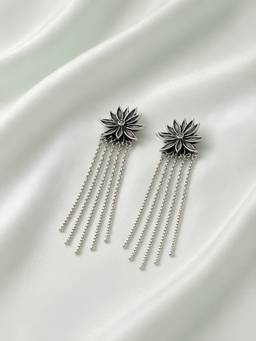 Axora Life - 925 Sterling Silver Floral Silver Drop Earrings