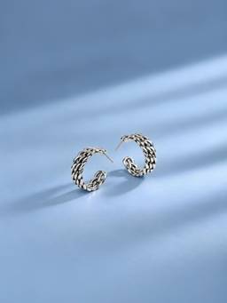 Axora Life - 925 Sterling Silver Ear Half Hoops - Silver