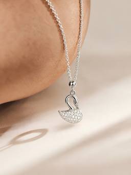 Axora Life - 925 Sterling Silver Elegant Sparkling Gemstone Swan Necklace
