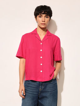 ONLY - Pink Solid Collar Shirt