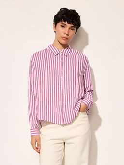 ONLY - Pink Stripes Full Sleeves Shirt