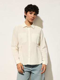 ONLY - White Seer Sucker Textured Shirt