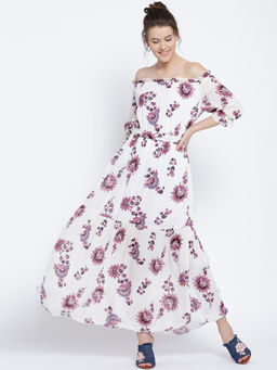Sera - White Floral Print Maxi Dress