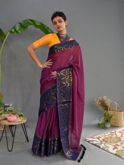 Suta - Purple Cotton Woven Saree