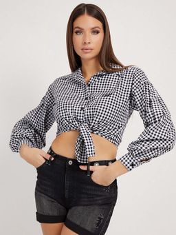 Guess - Women White Checks Savina Top