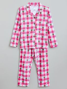 Hopscotch - Pink Teddy Bear Plaid Dreams Cotton Sleepwear Set
