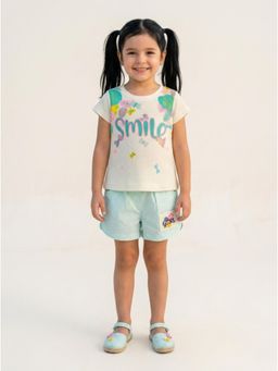 Nottie Planet - Girls Printed Top and Shorts Light Blue