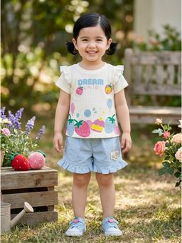 Nottie Planet - Girls Printed Top and Shorts Light Blue