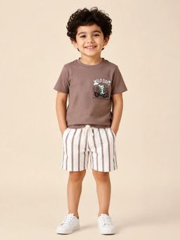Bloom Up - Wild Days Graphic T-Shirt and Striped Shorts Co-ord Set for Boys