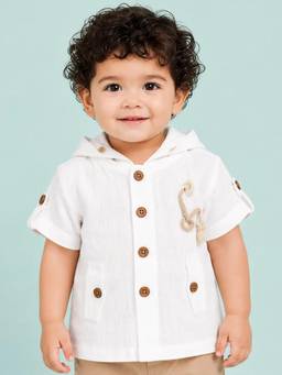 Bloom Up - White Hooded Cotton Soft Breathable Casual Shirt