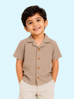 Bloom Up - Beige Textured Half Sleeve Shirt for Boys