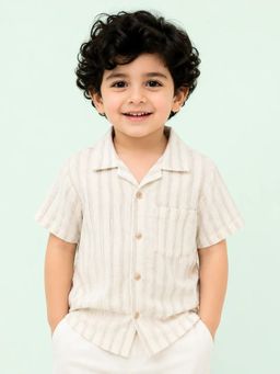 Bloom Up - Cream Striped Half Sleeve Shirt for Boys